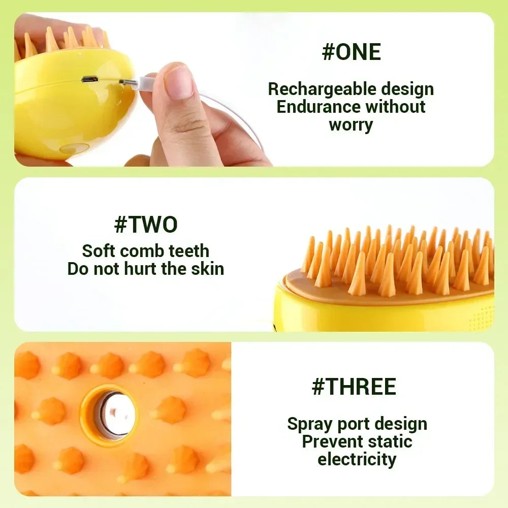 ProSteam™ 3-in-1 Pet Grooming Brush