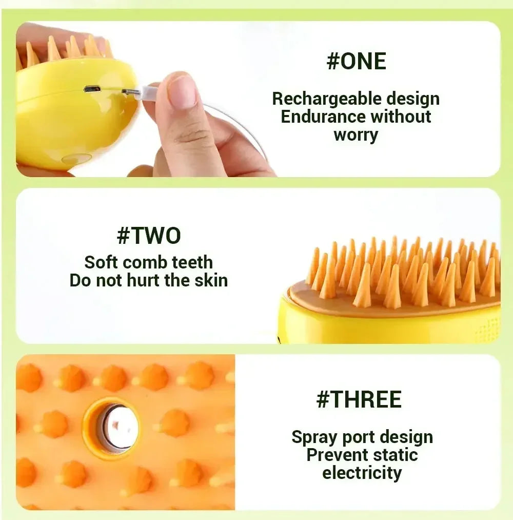 ProSteam™ 3-in-1 Pet Grooming Brush